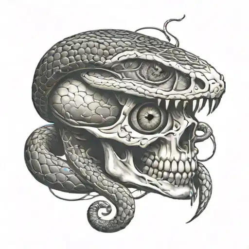 Snake All Seeing Eye In Skull