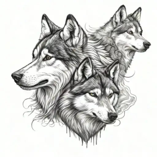 Huskey And Wolf Head