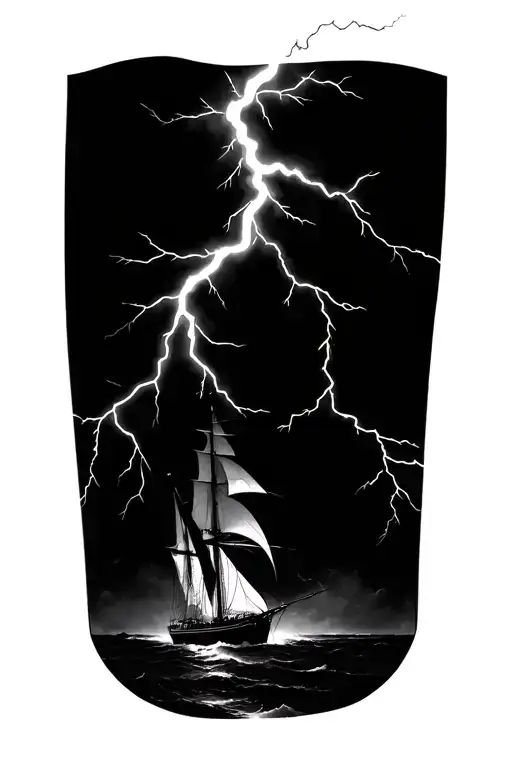 Zeus Throwing A Lightning Bolt At A Sailboat