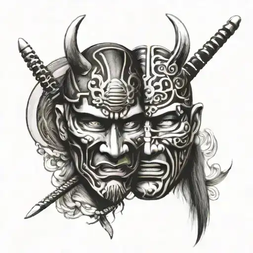 Samurai Mask Split In Half