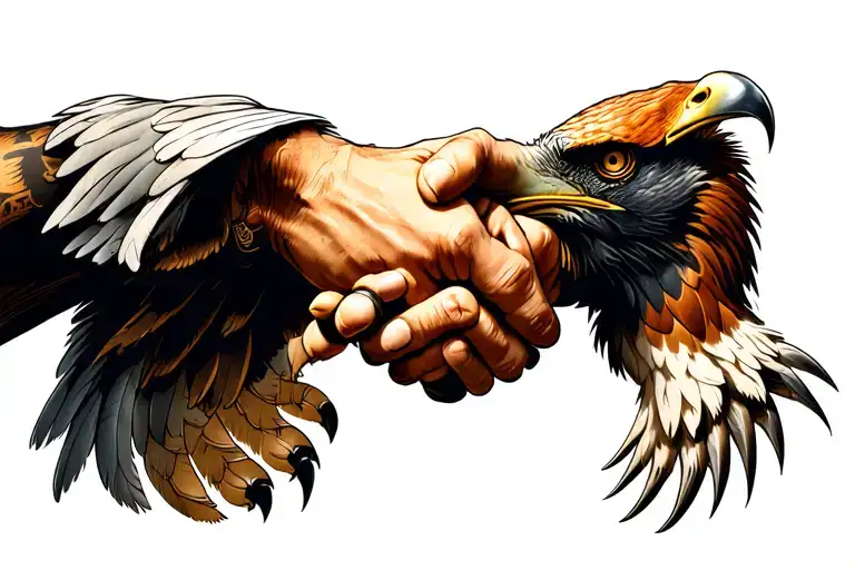 A Close Up Of A Mans Hand Shaking An Eagle Talon Claw