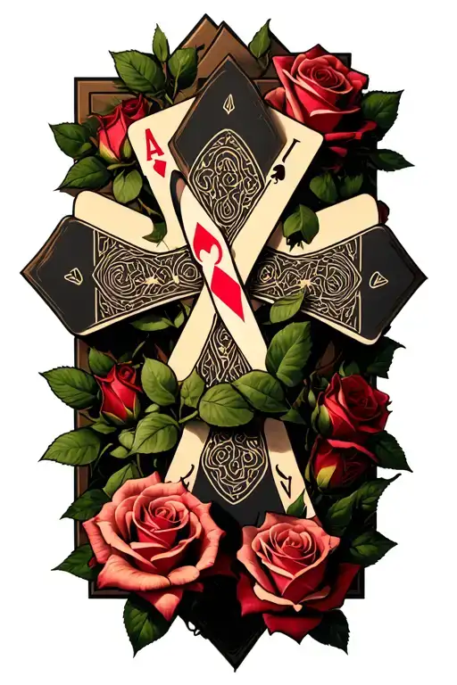 Roses Intertwined To A Cross With Cards Arranged And Type 1 Diabetic Awareness