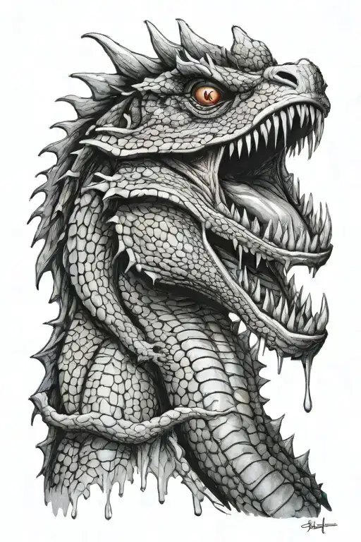 Basilisk Spitting Venom Drips From The Fangs