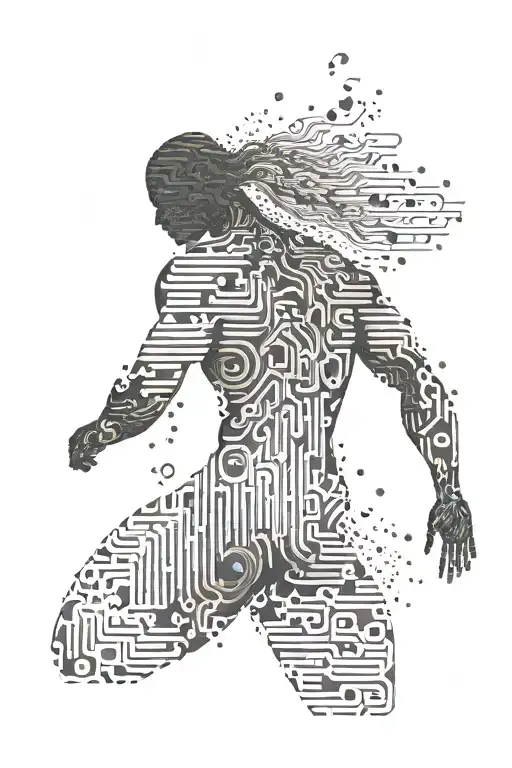 An Abstract Design Of Binary Code Flowing Through A Silhouette Of A Muscular Figure