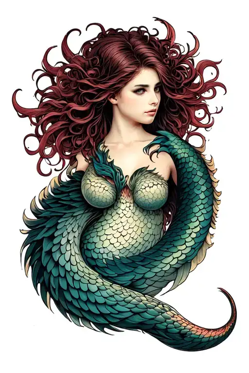 Pretty But Creepy Siren Smooth Scaled Tail And Chest Smooth Scaled Lower Arms