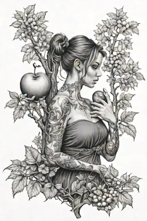 Woman In Forest Holsing An Apple