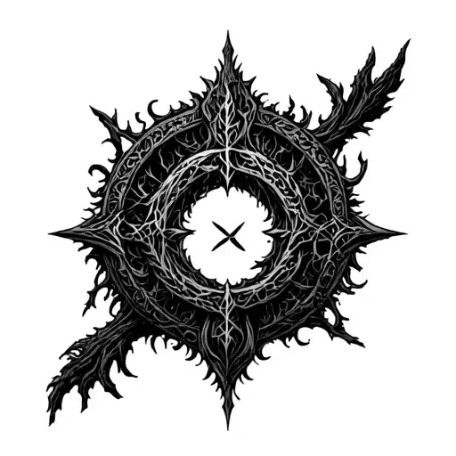 Tree Of Gondor Mixed With Elden Ring Erdtree Symbol Fine Line Detail