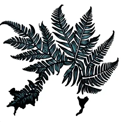 Nz Map Black With Delicate Silver Fern Leaf