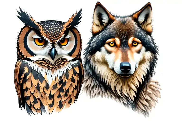 Owl And A Wolf
