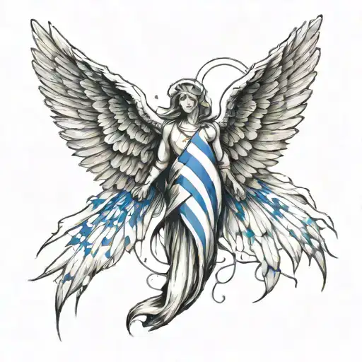 Blue Line Flag Angel Wings