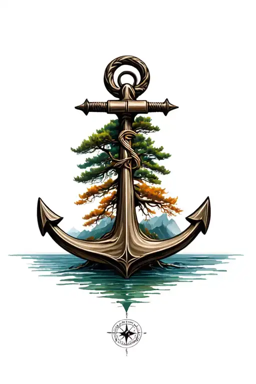 Tree And Anchor Compass