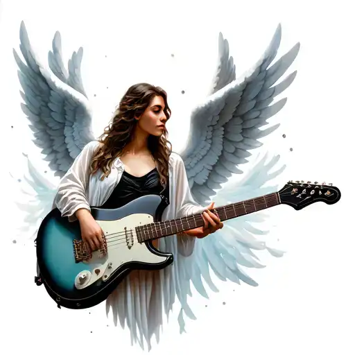 Guitar With Angel Wings Spread