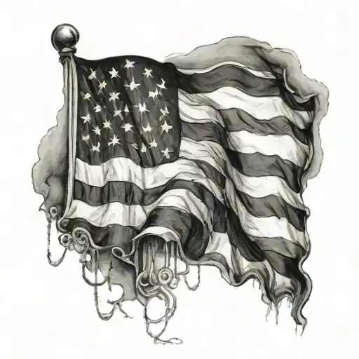 Black And Grey Us Flag