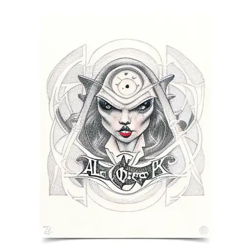 A Sleep Token Band Logo With A Witch And Darkness Elements