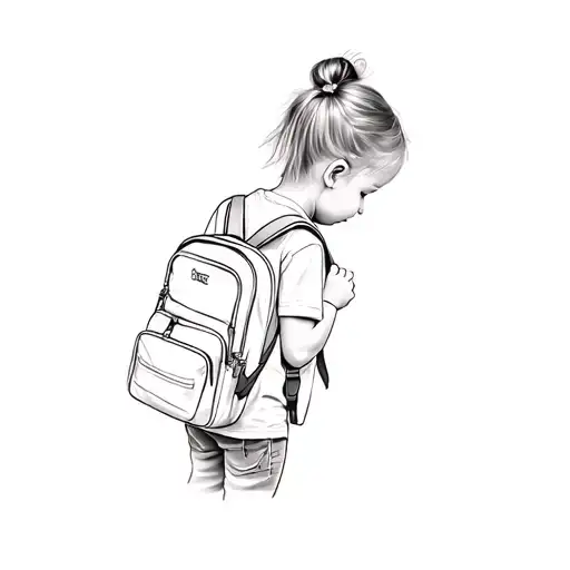 A Little Girl With A Backpack