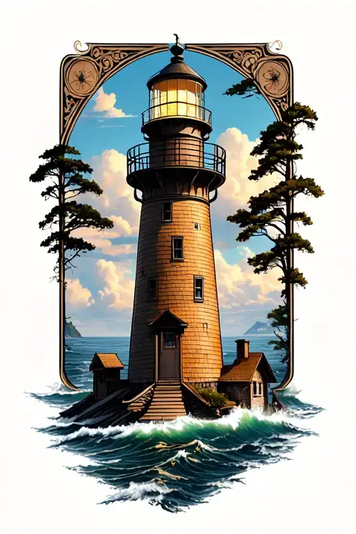 A Lighthouse With Intricate Carpentry Details Integrated Into The Design