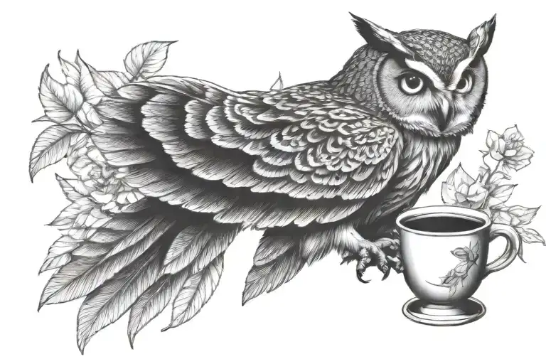 Owl Holding A Cup Of Coffee