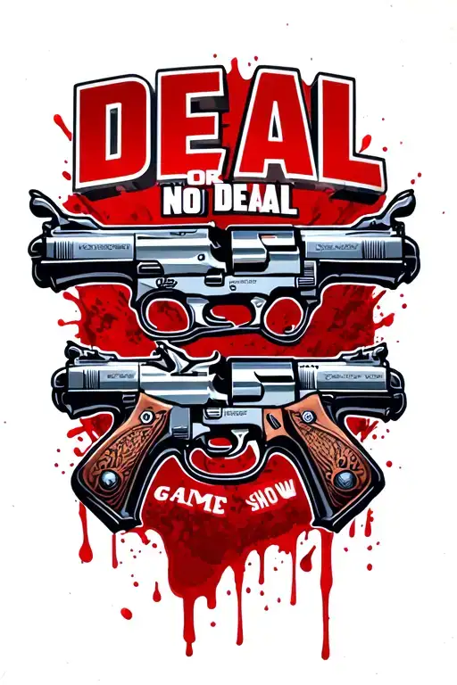 Deal Or No Deal Game Show Logo With Pistols And Blood