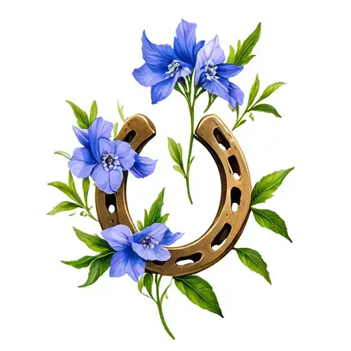 Horseshoe With Larkspur Flower