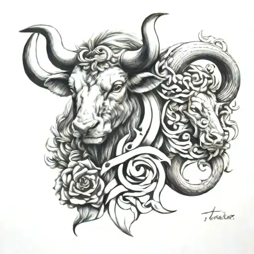 Cancer Taurus Leo Zodiac Symbol Intertwined