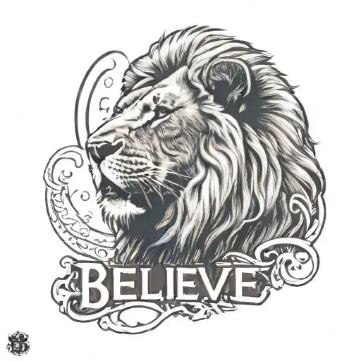 Realistic Roaring Lion With The Date 28-09-24 And The Word Believe