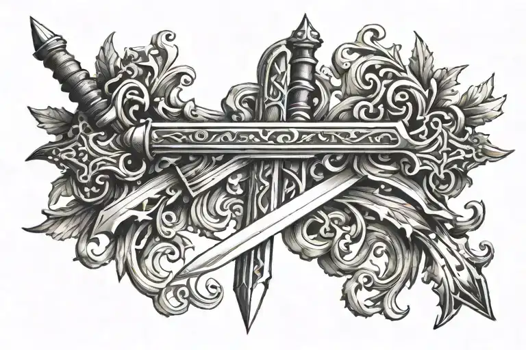 The Letter M In The Shape Of A Sword Piercing