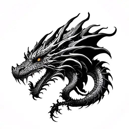 Blackwork Dragon Wyvern Hip