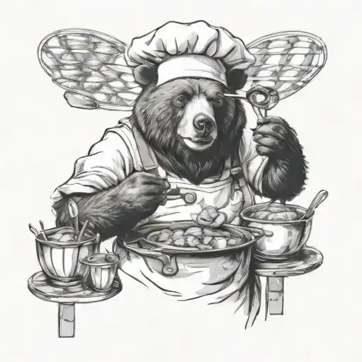 A Sarcastic Cheeky Bear Who Is A Chef Cooking