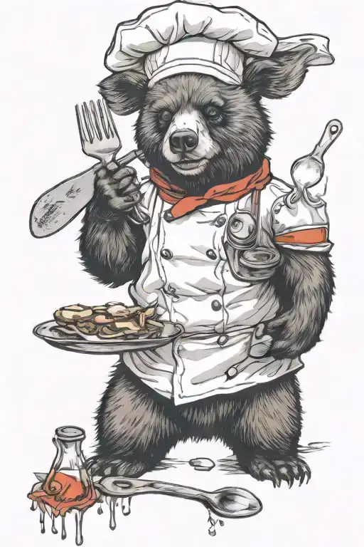 A Sarcastic Cheeky Bear Who Is A Chef Flambe