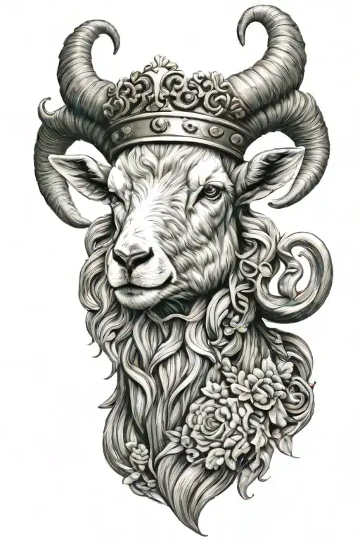 Aries Goat And Crown Gold