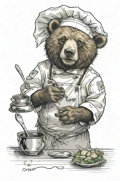 A Sarcastic Cheeky Bear Who Is A Chef Preparing