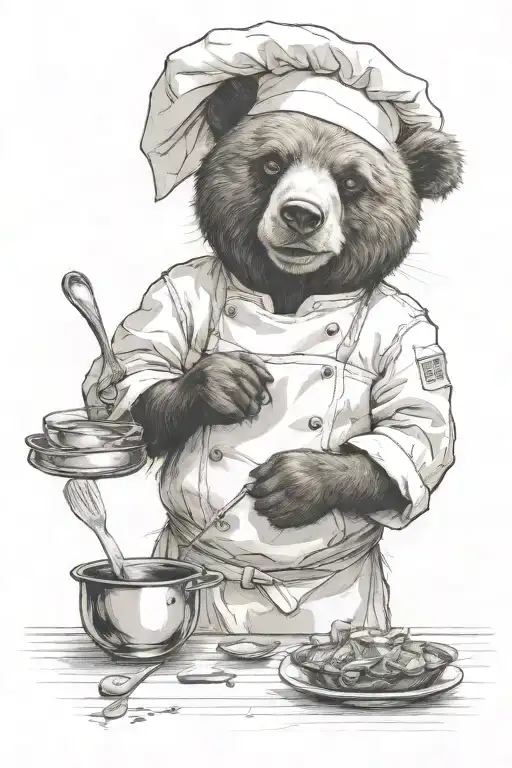 A Sarcastic Cheeky Bear Who Is A Chef Preparing