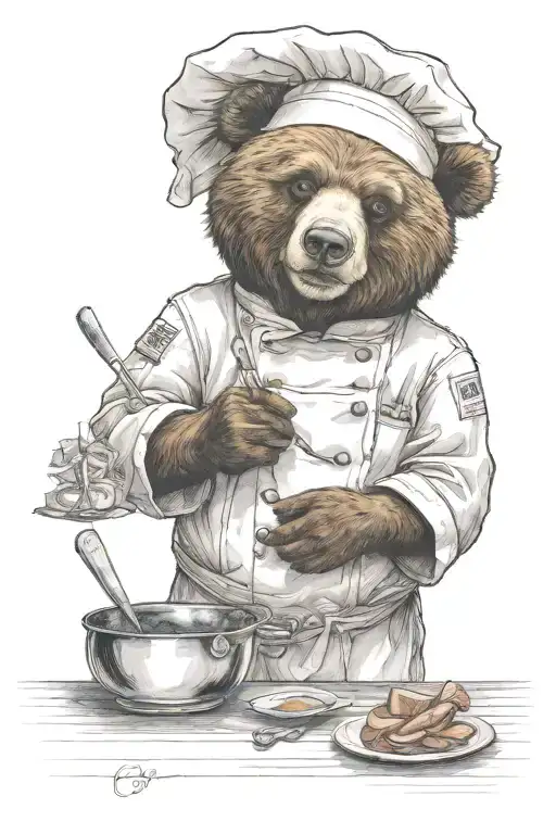 A Sarcastic Cheeky Bear Who Is A Chef Preparing