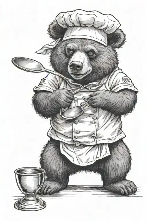 A Sarcastic Cheeky Bear Who Is A Chef Preparing