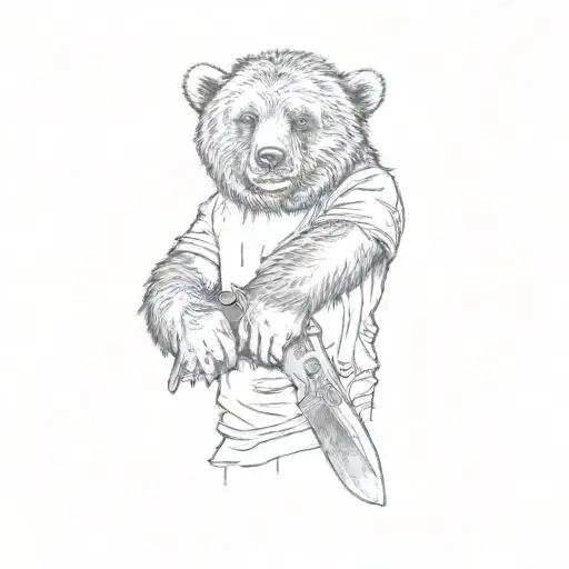 A Bear Holding A Knife