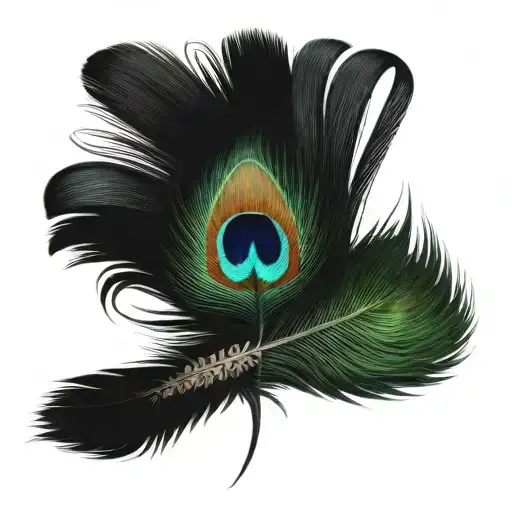 Trident Transition Into Peacock Feather With Feather Eye At Center