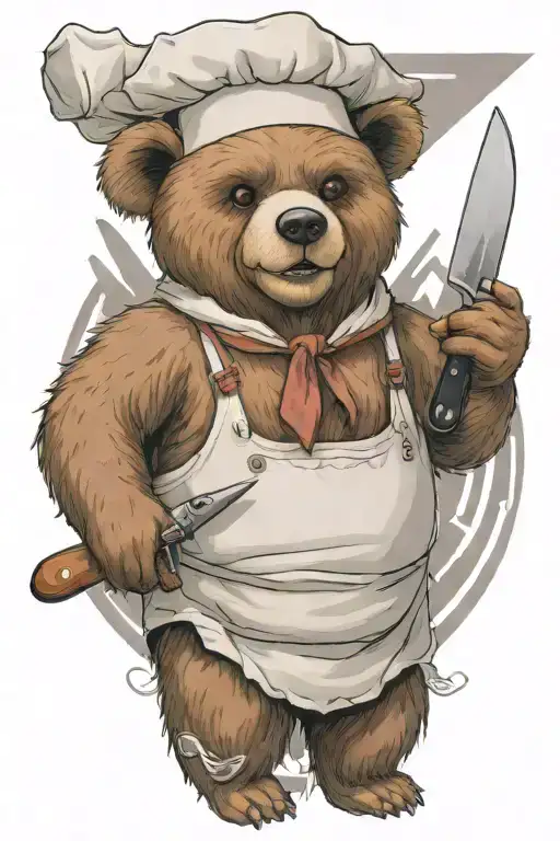 A Sarcastic Teddy Bear Who Is A Professional Chef Holding A Chef Knife