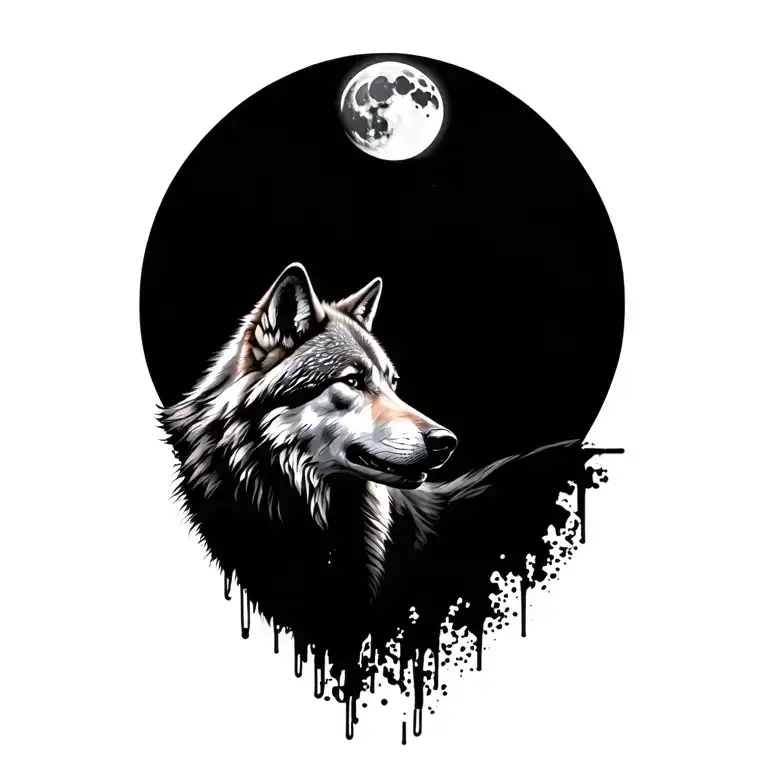 Wolf And Moon