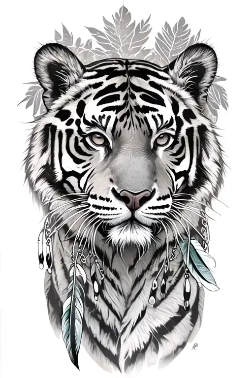 Tiger With Feathers Dangling