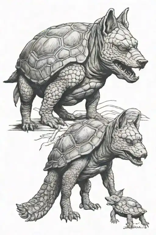 Wolf Turtle Meeting Their Heads