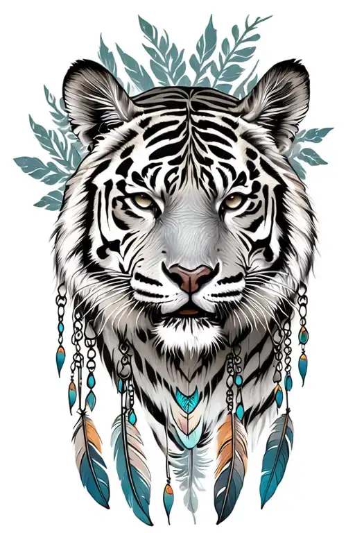Tiger With Feathers Dangling