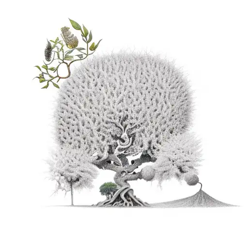 A Detailed Tattoo Showcasing The Life Cycle Of A Tree From Seed To Full-grown