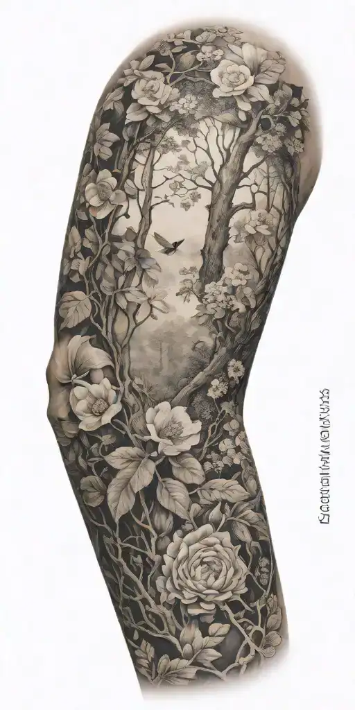 Nature Inspired Sleeve Tattoo Depicting