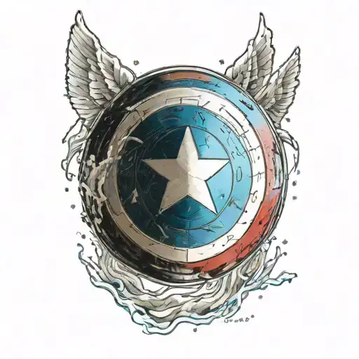 Photo Realistic Captain America Shield With River Of Truth Quote
