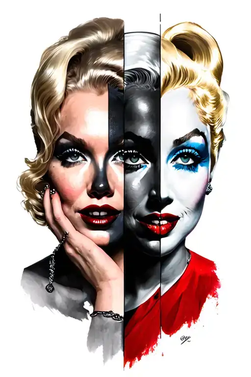 Harley Quinn And Marilyn Monroe Faces Peeking