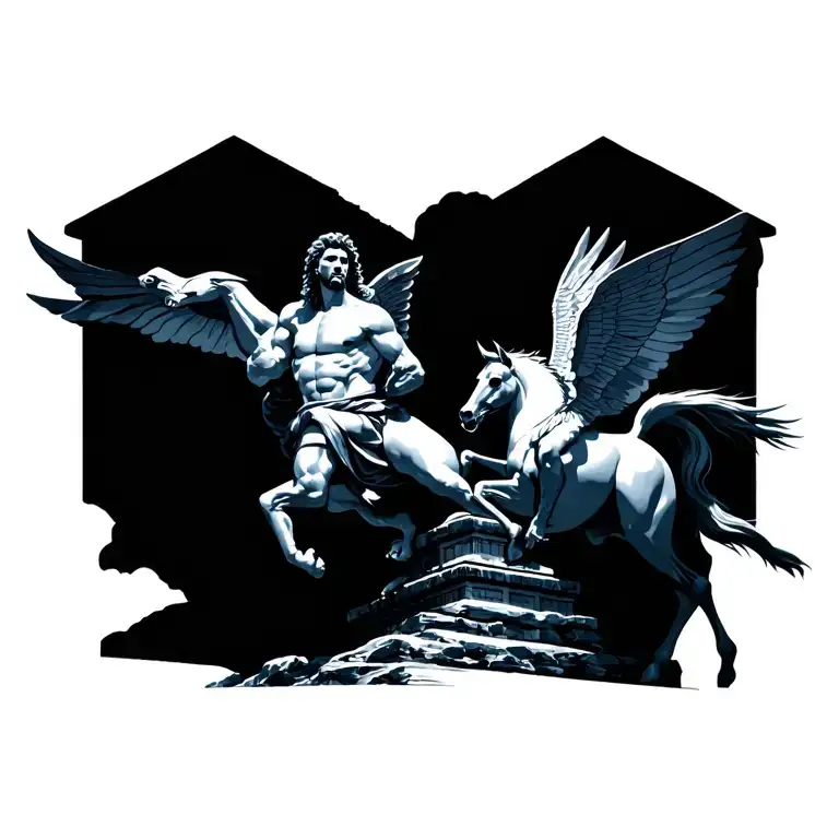 Hercules And Pegasus With Mount Olympus Temple Fitness