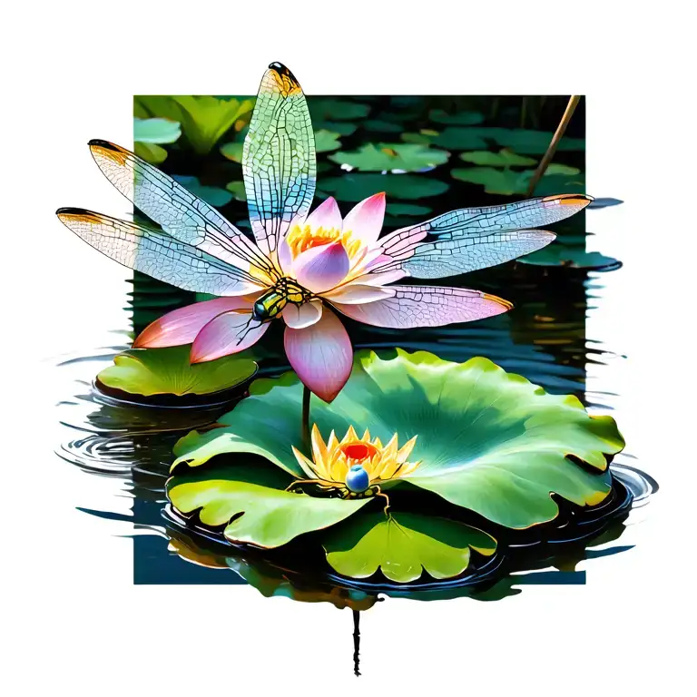 Dragonfly Lotus Flower
