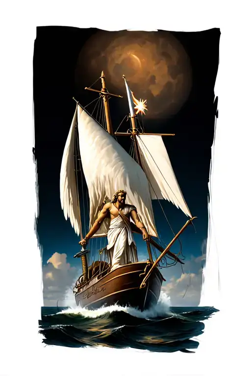 St Michael With Sword On A Sailboat