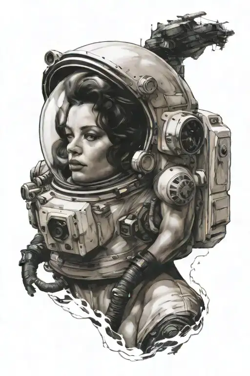 Nude Woman With Astronaut Helmet