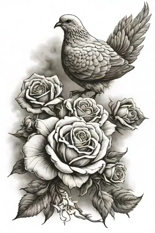 Dove In The Clouds Then Below It Says Fear God Then Below That A Rose